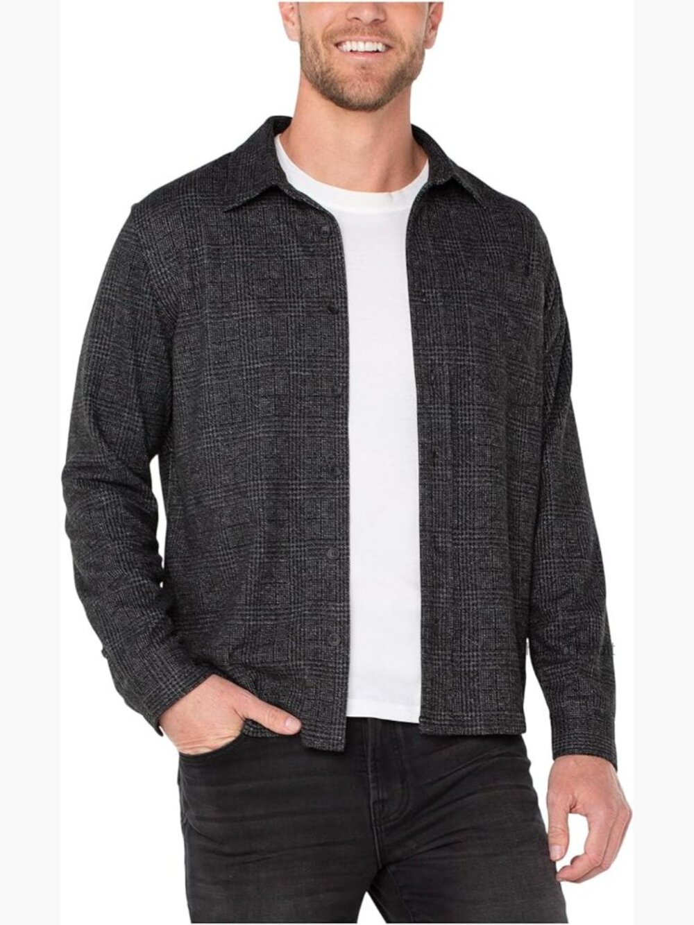 Long Sleeve Button Up Knit Shirt, Regular Fit, Collared Neck, Machine Wash